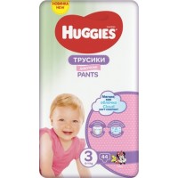 Трусики-подгузники Huggies Pants 3 (6 - 11 кг) Jumbo для девочек, 44 шт